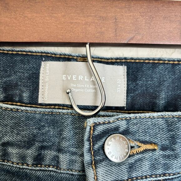 Everlane Mens Denim Jeans 33x32 Dark Wash Slim Fit Organic Cotton Spring Formal - Picture 4 of 9